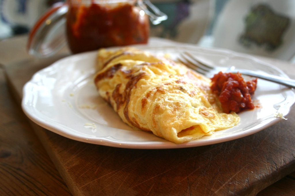 three egg omelette with hot tomato jam - Belleau Kitchen